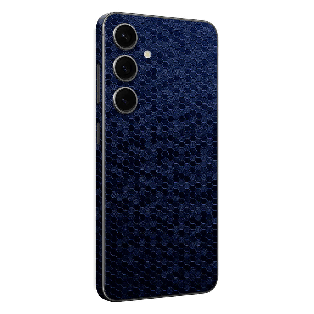 Samsung Galaxy S24 Luxuria Navy Blue Honeycomb 3D Textured Skin Wrap Sticker Decal Cover Protector by EasySkinz | EasySkinz.com