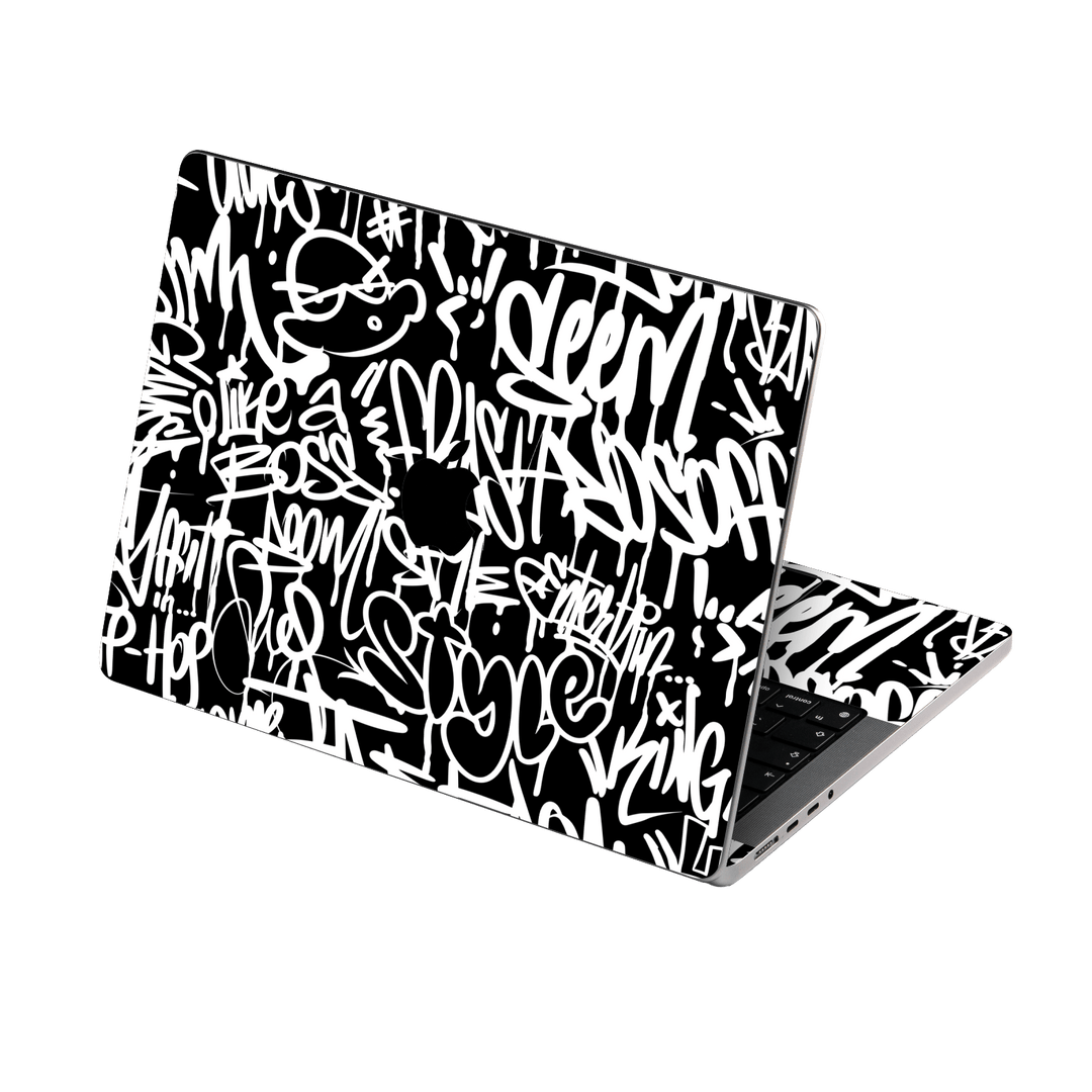 MacBook PRO 16" (2021/2023) Print Printed Custom SIGNATURE Monochrome Black and WhiteGraffiti Skin Wrap Sticker Decal Cover Protector by EasySkinz | EasySkinz.com