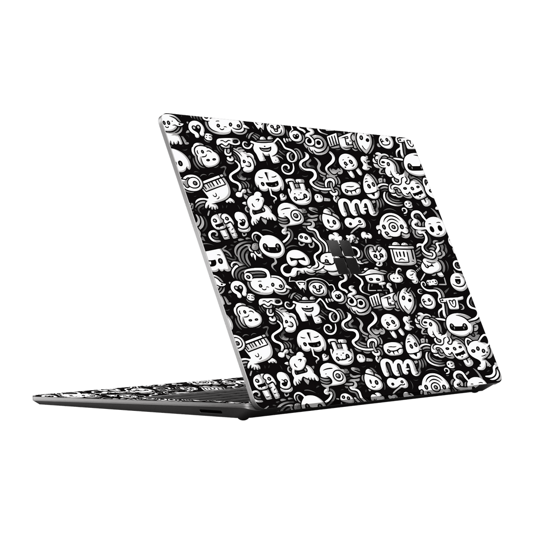 Surface Laptop 5, 15" Print Printed Custom SIGNATURE Pictogram Party Monochrome Black and White Icons Faces Skin Wrap Sticker Decal Cover Protector by QSKINZ | QSKINZ.COM