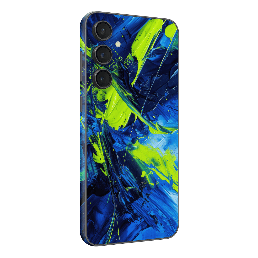 Samsung Galaxy S23 (FE) Print Printed Custom SIGNATURE Glowquatic Neon Yellow Green Blue Skin Wrap Sticker Decal Cover Protector by QSKINZ | QSKINZ.COM