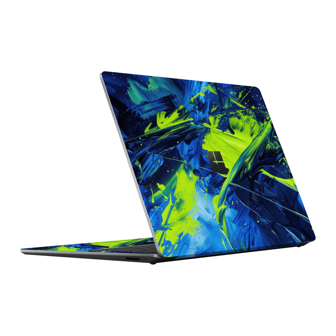 Surface Laptop 5, 15" Print Printed Custom SIGNATURE Glowquatic Neon Yellow Green Blue Skin Wrap Sticker Decal Cover Protector by QSKINZ | QSKINZ.COM