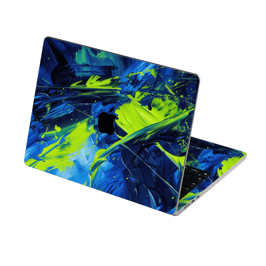 MacBook AIR 13.6" (2022/2024) Print Printed Custom SIGNATURE Glowquatic Neon Yellow Green Blue Skin Wrap Sticker Decal Cover Protector by QSKINZ | QSKINZ.COM