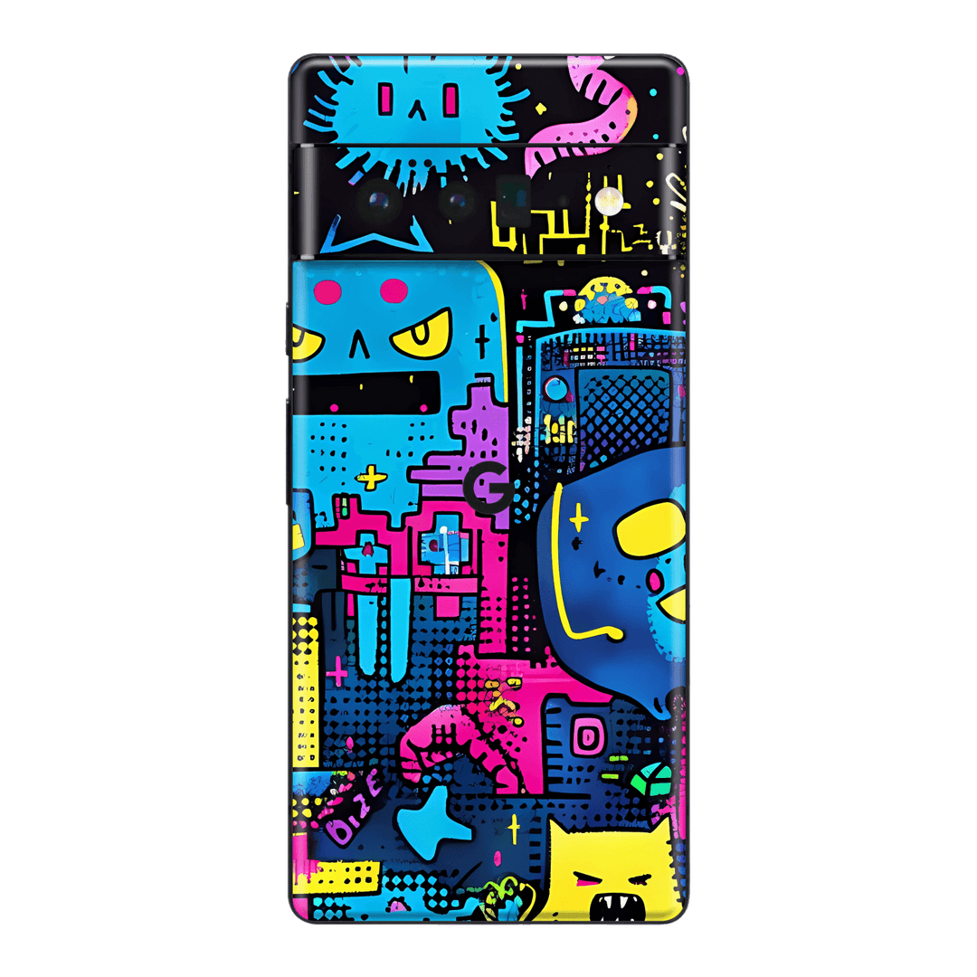 Pixel 6 PRO Print Printed Custom SIGNATURE Arcade Rave Gaming Gamer Pixel Skin Wrap Sticker Decal Cover Protector by QSKINZ | QSKINZ.COM