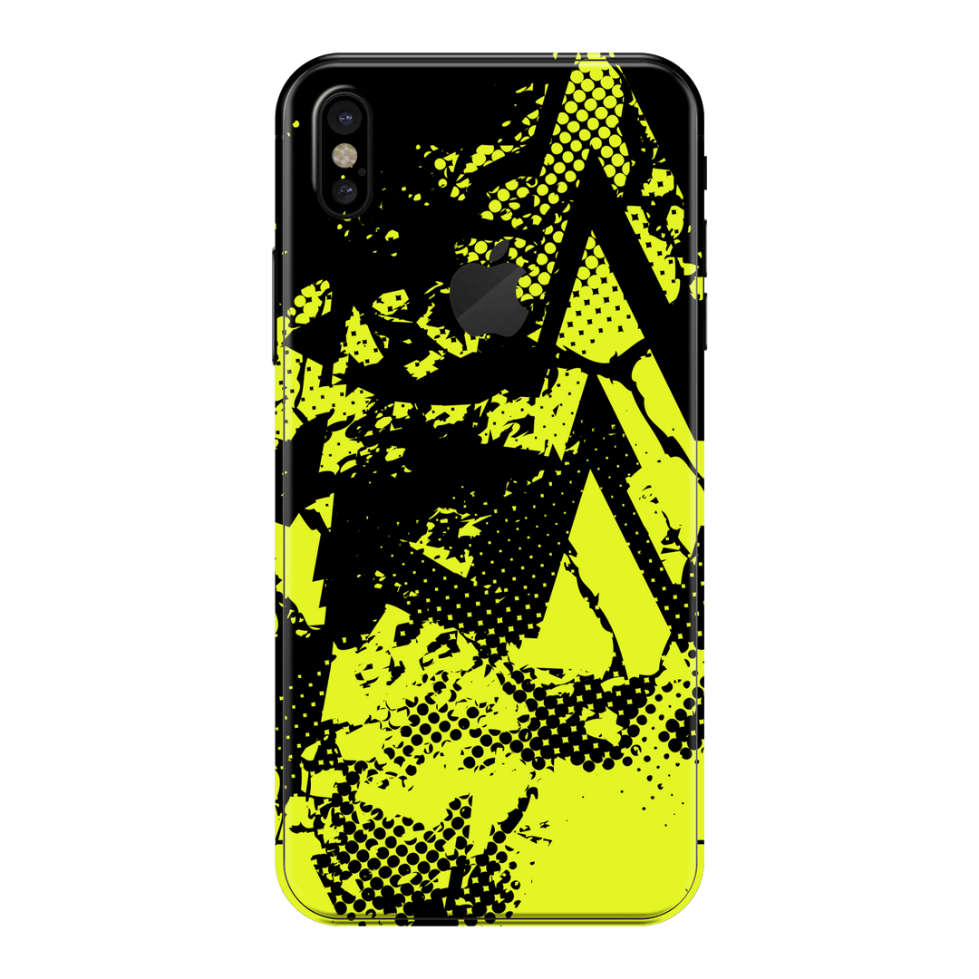 iPhone XS MAX Print Printed Custom SIGNATURE Grunge Yellow Green Trace Skin Wrap Sticker Decal Cover Protector by QSKINZ | QSKINZ.COM