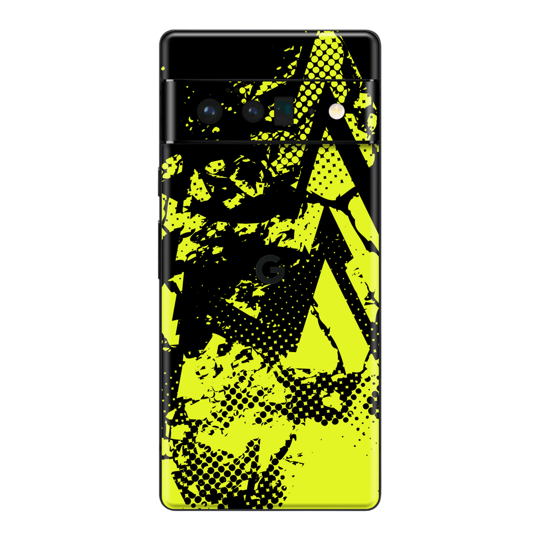 Pixel 6 PRO Print Printed Custom SIGNATURE Grunge Yellow Green Trace Skin Wrap Sticker Decal Cover Protector by QSKINZ | QSKINZ.COM