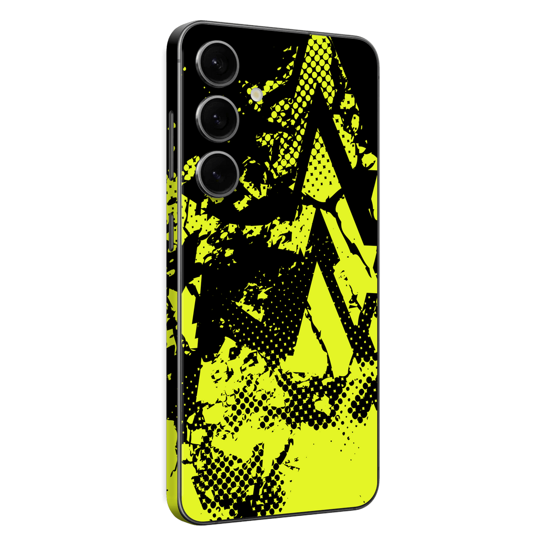 Samsung Galaxy S24 Print Printed Custom SIGNATURE Grunge Yellow Green Trace Skin Wrap Sticker Decal Cover Protector by QSKINZ | QSKINZ.COM