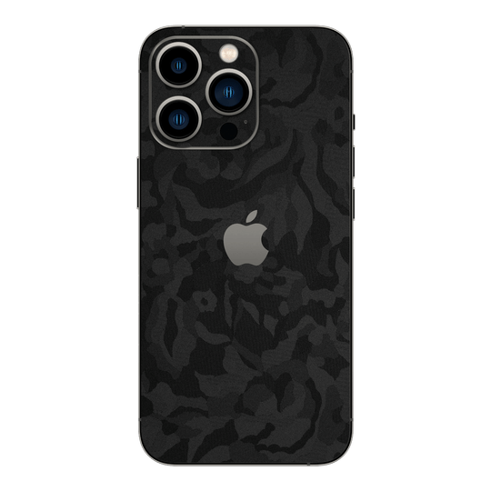 iPhone 15 Pro MAX Luxuria BLACK CAMO 3D TEXTURED Skin - Premium Protective Skin Wrap Sticker Decal Cover by QSKINZ | Qskinz.com