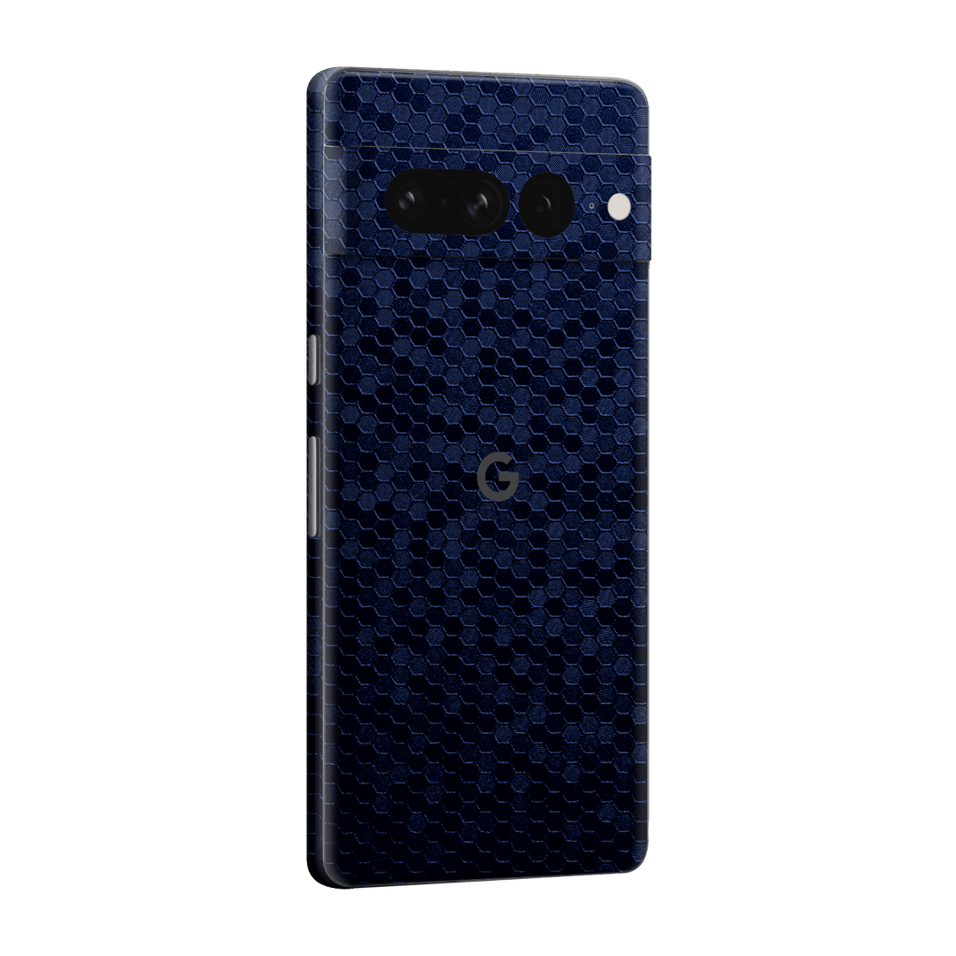 Google Pixel 7 PRO (2022) Luxuria Navy Blue Honeycomb 3D Textured Skin Wrap Sticker Decal Cover Protector by EasySkinz | EasySkinz.com