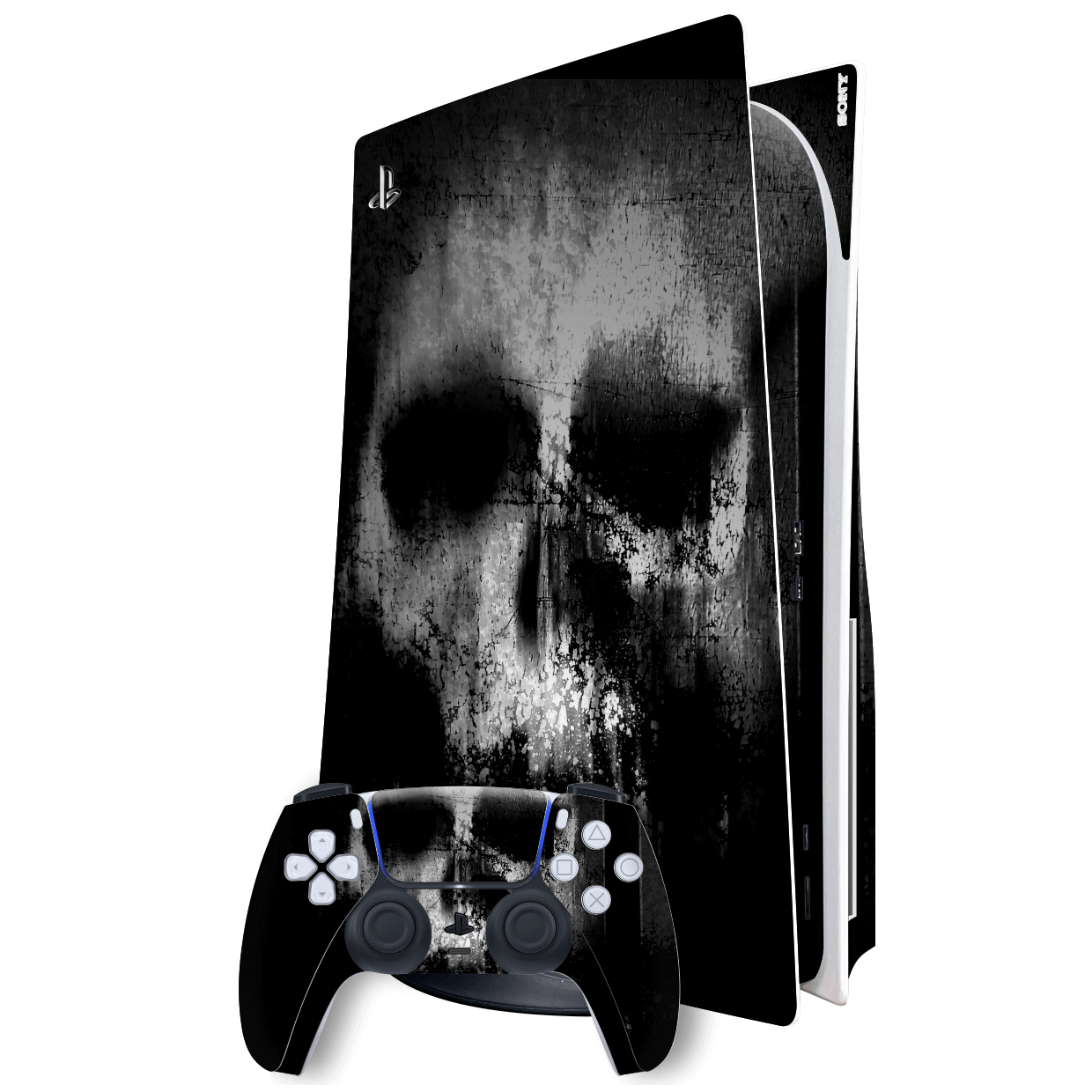 PlayStation 5 (PS5) DISC Edition Horror Black & White SKULL Skin 