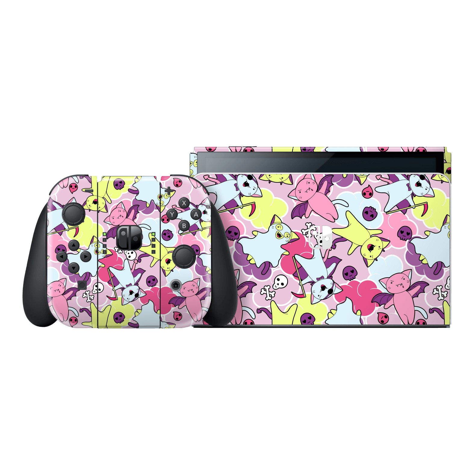 Nintendo Switch OLED Kawaii Cats and Skulls Skin, Wrap