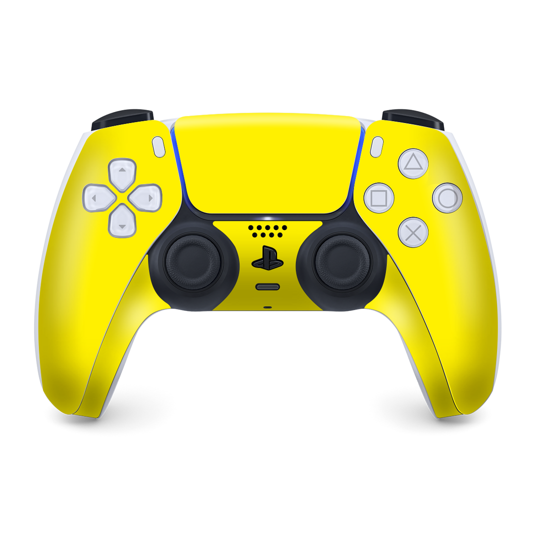 PS5 Playstation 5 DualSense Wireless Controller Skin - Gloss Glossy Lemon Yellow Skin Wrap Decal Cover Protector by EasySkinz | EasySkinz.com