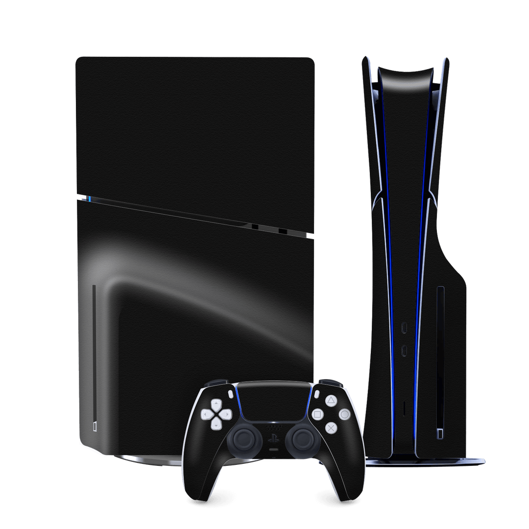 PS5 SLIM DISC EDITION (PlayStation 5 SLIM) Luxuria Raven Black Matt 3D Textured Skin Wrap Sticker Decal Cover Protector by QSKINZ | qskinz.com