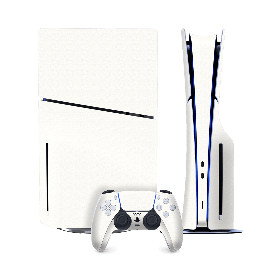 PS5 SLIM DISC EDITION (PlayStation 5 SLIM) Luxuria Daisy White Matt 3D Textured Skin Wrap Sticker Decal Cover Protector by QSKINZ | qskinz.com