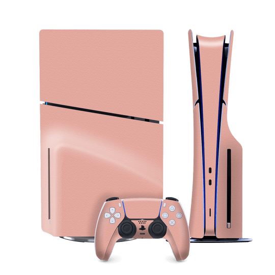 PS5 SLIM DISC EDITION (PlayStation 5 SLIM) Luxuria Soft Pink 3D Textured Skin Wrap Sticker Decal Cover Protector by QSKINZ | qskinz.com