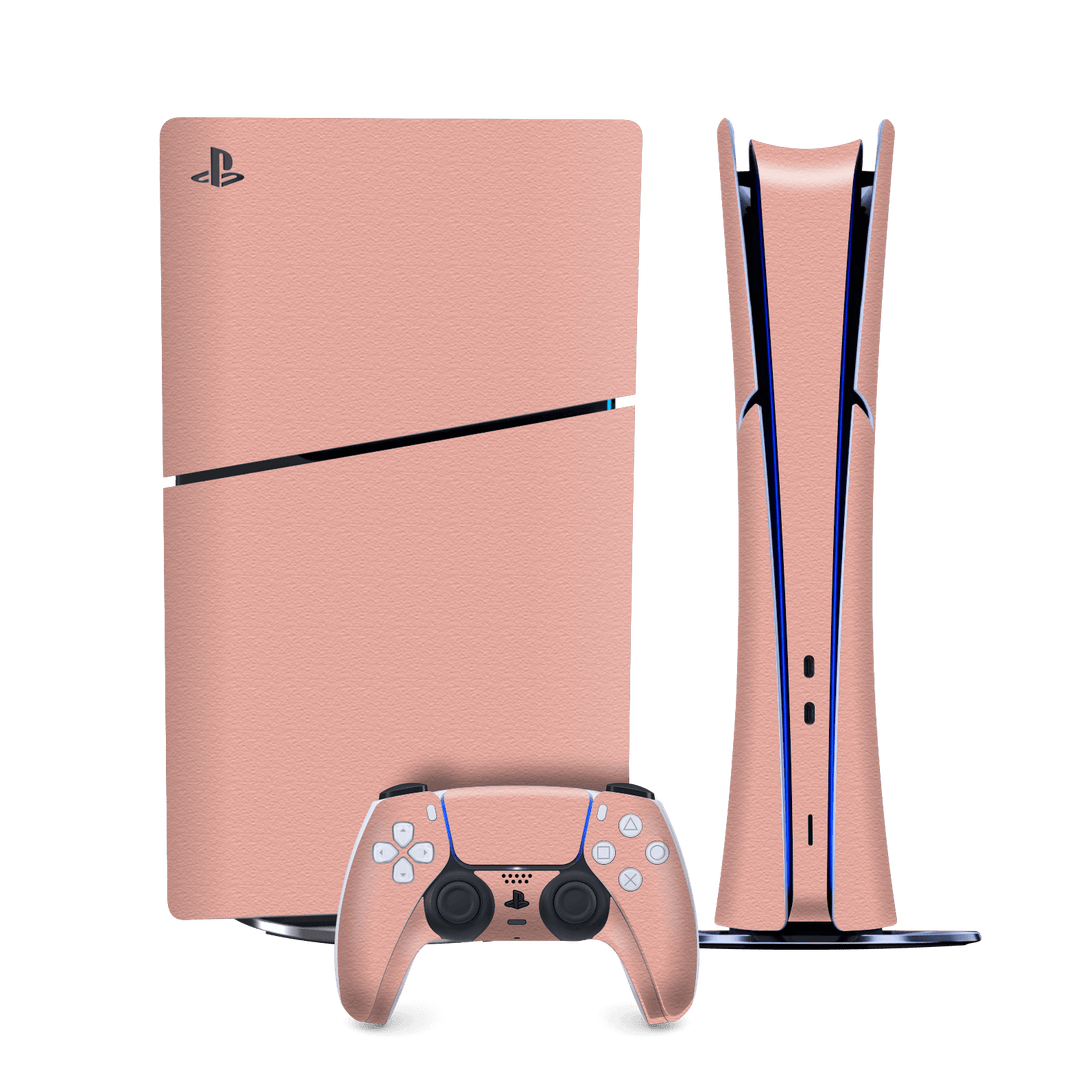 PS5 SLIM DIGITAL EDITION (PlayStation 5 SLIM) Luxuria Soft Pink 3D Textured Skin Wrap Sticker Decal Cover Protector by QSKINZ | qskinz.com