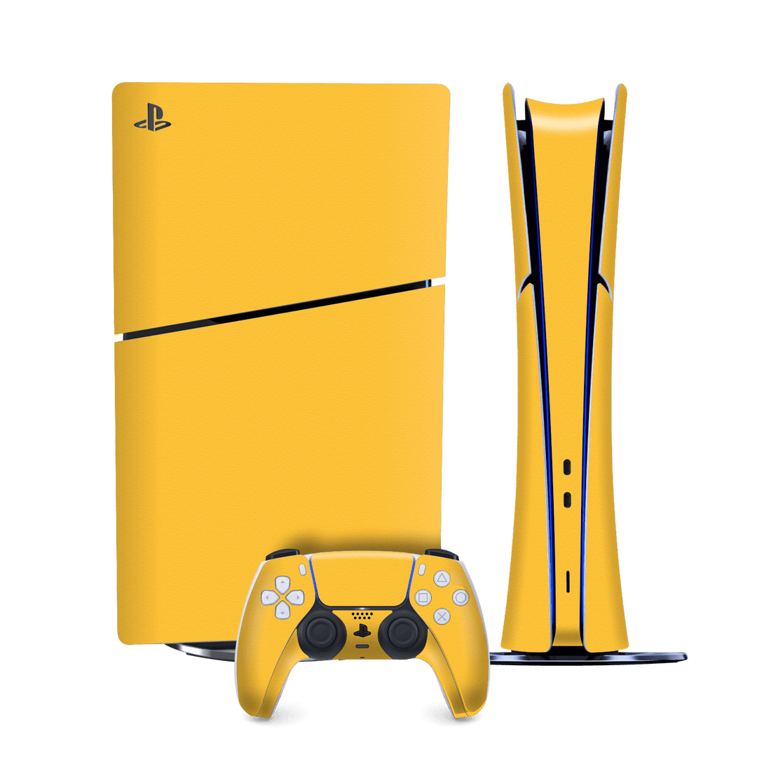 PS5 SLIM DIGITAL EDITION (PlayStation 5 SLIM) Luxuria Tuscany Yellow Matt 3D Textured Skin Wrap Sticker Decal Cover Protector by QSKINZ | qskinz.com