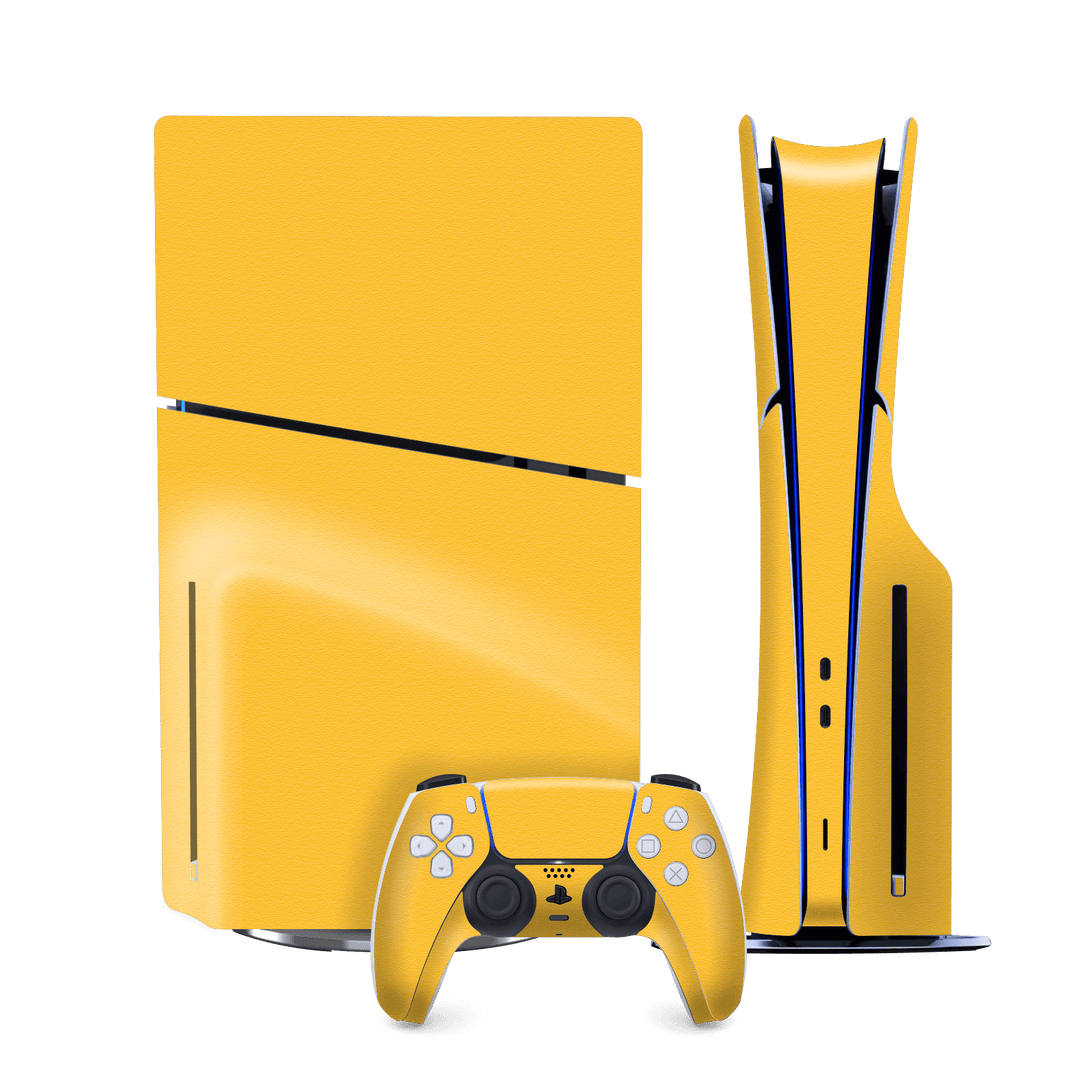 PS5 SLIM DISC EDITION (PlayStation 5 SLIM) Luxuria Tuscany Yellow Matt 3D Textured Skin Wrap Sticker Decal Cover Protector by QSKINZ | qskinz.com