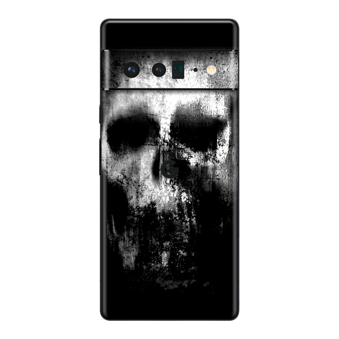 Google Pixel 6 PRO Print Printed Custom SIGNATURE Horror Black & White SKULL Skin, Wrap, Decal, Protector, Cover by EasySkinz | EasySkinz.com