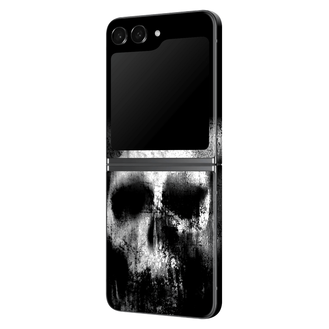 Samsung Galaxy Z Flip 5 (2023) Print Printed Custom SIGNATURE Horror Black & White SKULL Skin, Wrap, Decal, Protector, Cover by EasySkinz | EasySkinz.com