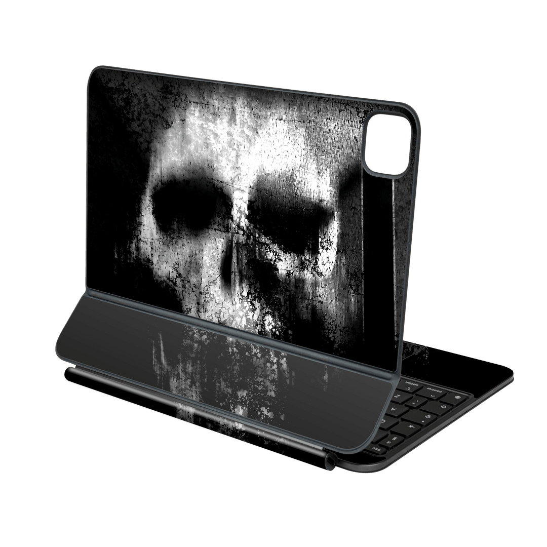 Magic Keyboard for iPad PRO 11” (M4, 2024) Print Printed Custom SIGNATURE Horror Black & White SKULL Skin, Wrap, Decal, Protector, Cover by QSKINZ | qskinz.com
