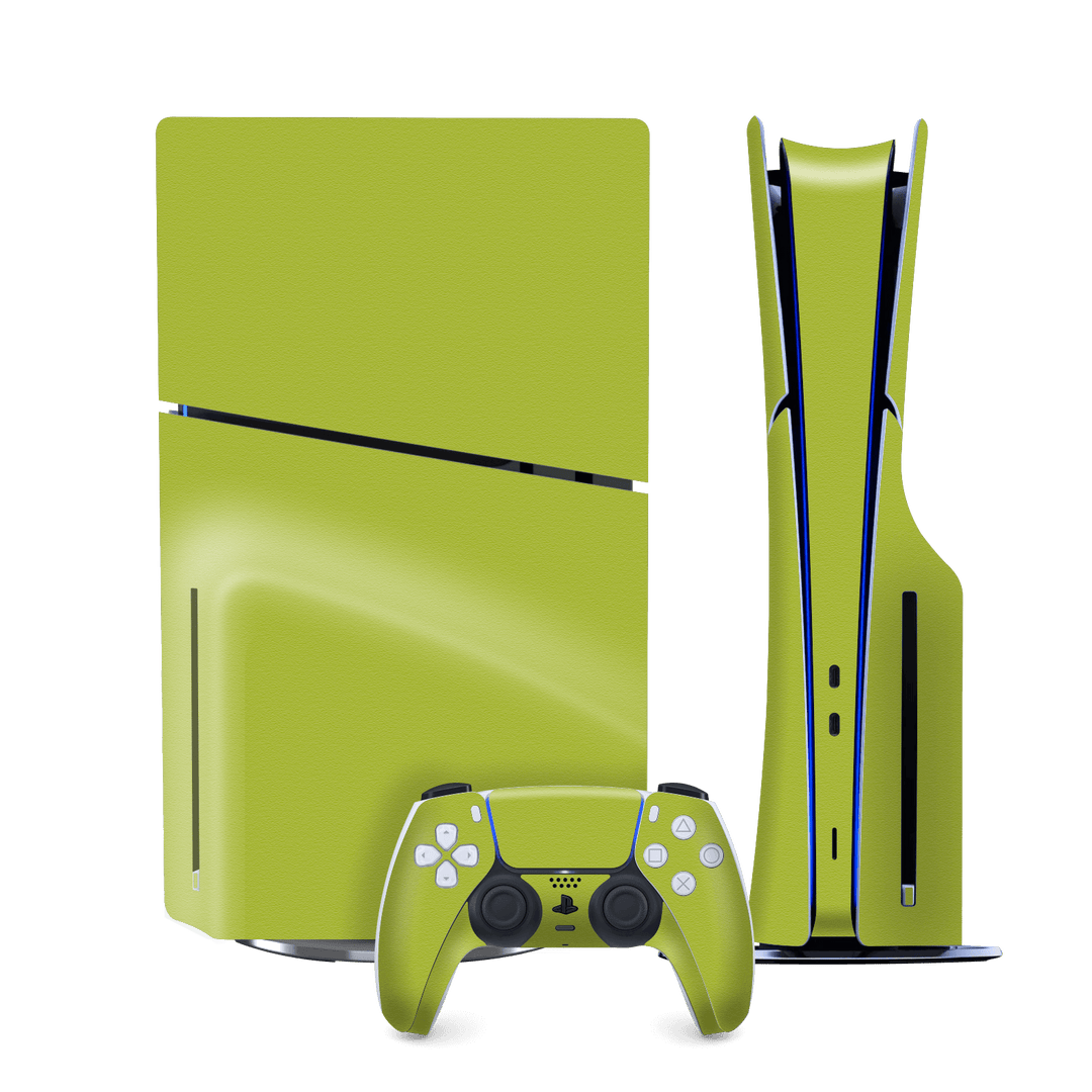 PS5 SLIM DISC EDITION (PlayStation 5 SLIM) Luxuria Lime Green Matt 3D Textured Skin Wrap Sticker Decal Cover Protector by QSKINZ | qskinz.com