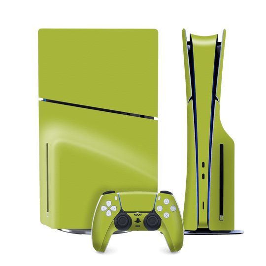 PS5 SLIM DISC EDITION (PlayStation 5 SLIM) Luxuria Lime Green Matt 3D Textured Skin Wrap Sticker Decal Cover Protector by QSKINZ | qskinz.com