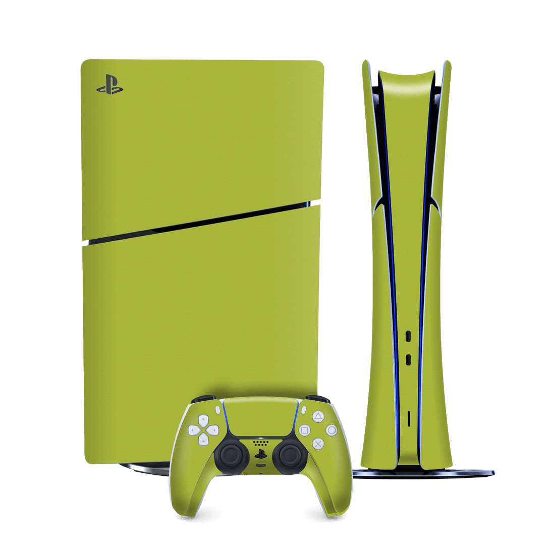 PS5 SLIM DIGITAL EDITION (PlayStation 5 SLIM) Luxuria Lime Green Matt 3D Textured Skin Wrap Sticker Decal Cover Protector by QSKINZ | qskinz.com