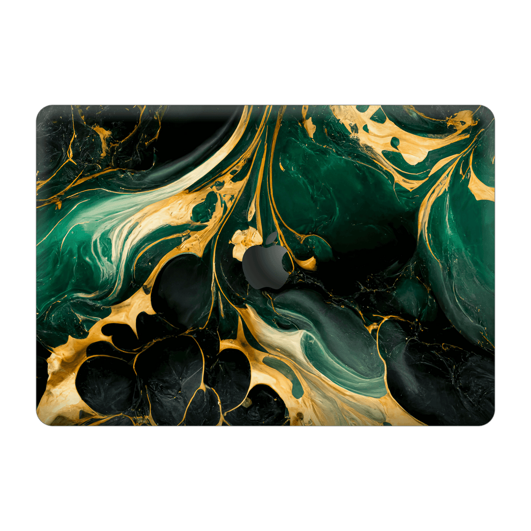MacBook PRO 16" (2019) Print Printed Custom SIGNATURE Agate Geode Royal Green Gold Skin Wrap Sticker Decal Cover Protector by EasySkinz | EasySkinz.com