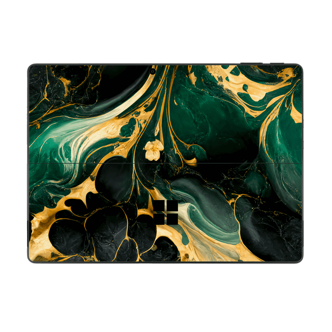Microsoft Surface Pro 9 Print Printed Custom SIGNATURE Agate Geode Royal Green Gold Skin Wrap Sticker Decal Cover Protector by EasySkinz | EasySkinz.com