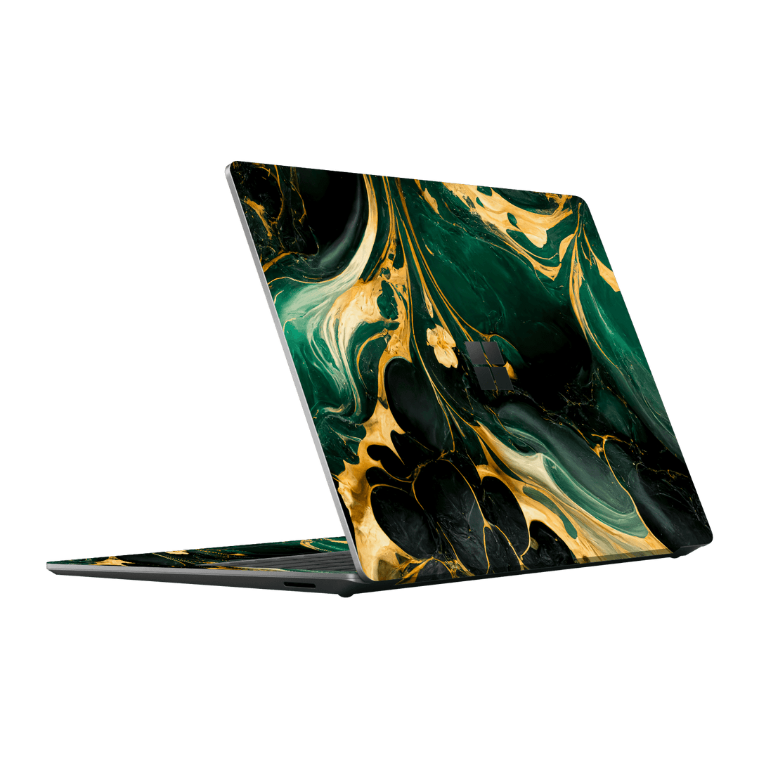 Microsoft Surface Laptop 5, 13.5” Print Printed Custom SIGNATURE Agate Geode Royal Green Gold Skin Wrap Sticker Decal Cover Protector by EasySkinz | EasySkinz.com