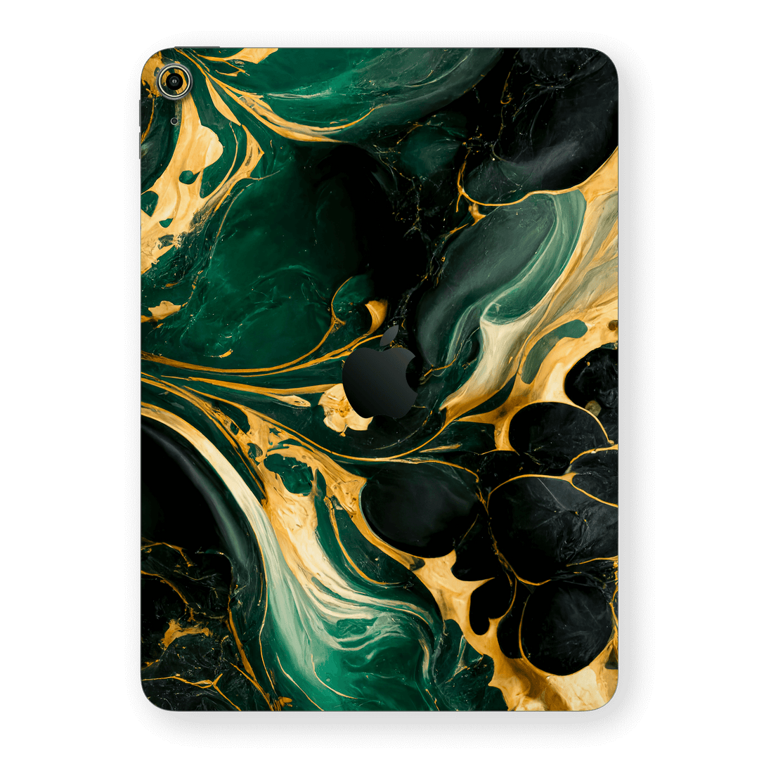 iPad 10.9” (10th Gen, 2022) Print Printed Custom SIGNATURE Agate Geode Royal Green Gold Skin Wrap Sticker Decal Cover Protector by EasySkinz | EasySkinz.com