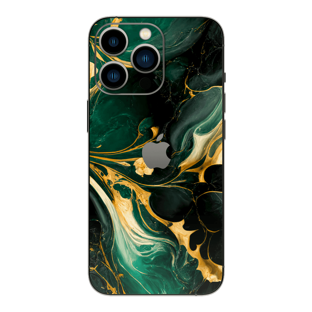 iPhone 15 Pro MAX SIGNATURE AGATE GEODE Royal Green-Gold Skin - Premium Protective Skin Wrap Sticker Decal Cover by QSKINZ | Qskinz.com