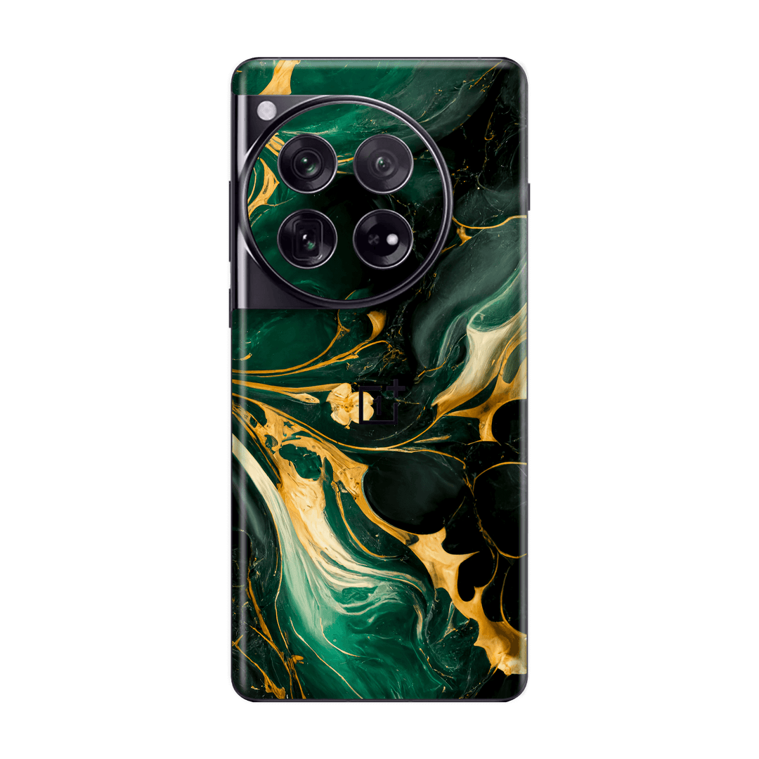OnePlus 12 Print Printed Custom SIGNATURE Agate Geode Royal Green Gold Skin Wrap Sticker Decal Cover Protector by QSKINZ | qskinz.com