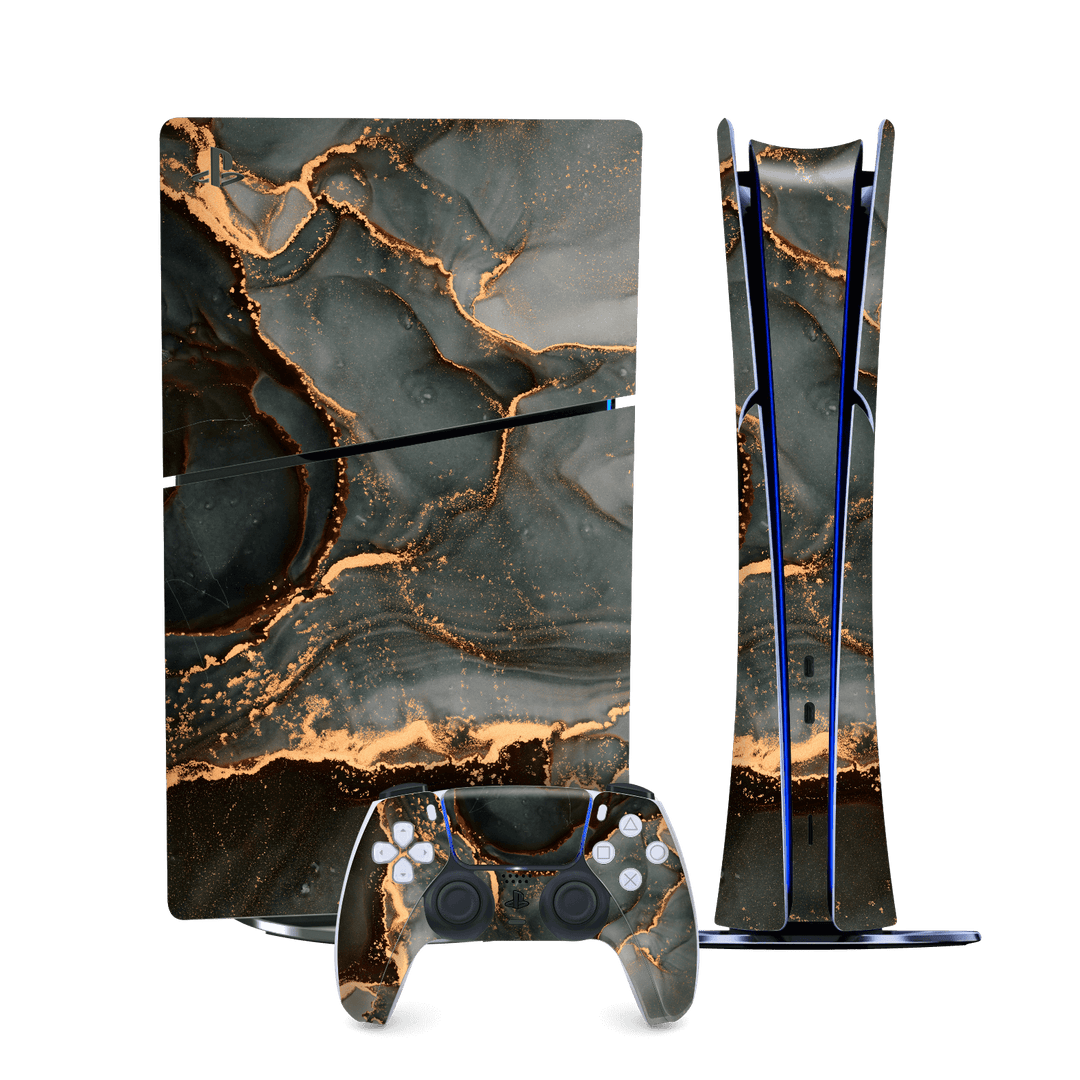 PS5 SLIM DIGITAL EDITION (PlayStation 5 SLIM) Print Printed Custom SIGNATURE AGATE GEODE Deep Forest Skin, Wrap, Decal, Protector, Cover by QSKINZ | qskinz.com