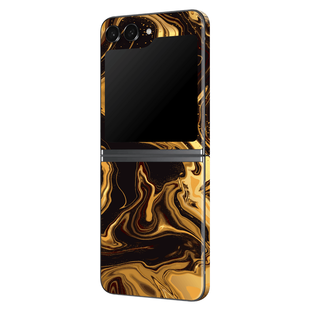 Samsung Galaxy Z Flip 5 (2023) Print Printed Custom SIGNATURE AGATE GEODE Melted Gold Skin Wrap Sticker Decal Cover Protector by EasySkinz | EasySkinz.com