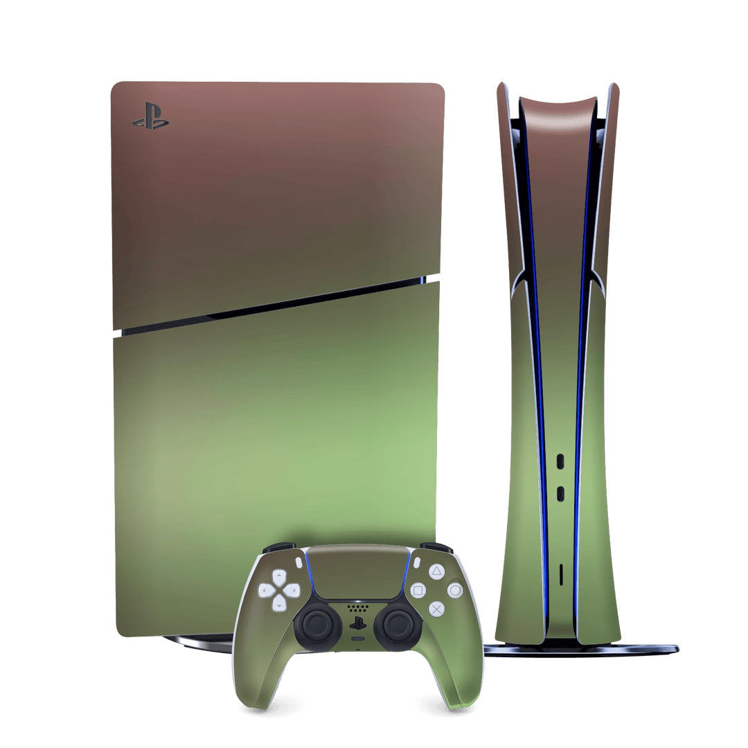 PS5 SLIM DIGITAL EDITION (PlayStation 5 SLIM) Chameleon Avocado Colour-changing Metallic Skin Wrap Sticker Decal Cover Protector by QSKINZ | qskinz.com
