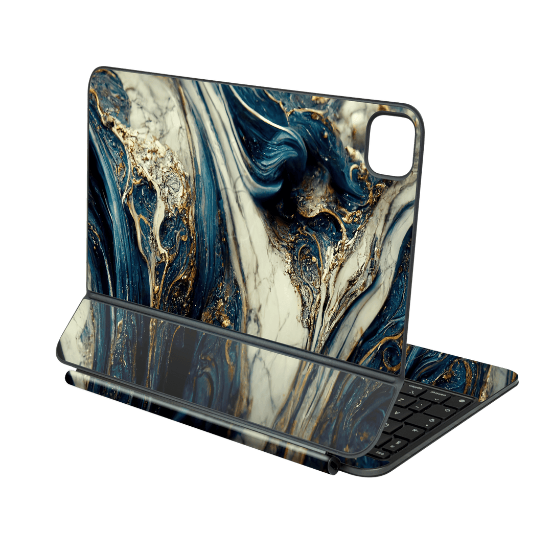 Magic Keyboard for iPad PRO 11” (M4, 2024) Printed Custom SIGNATURE Agate Geode Naia Ocean Blue Stone Skin Wrap Sticker Decal Cover Protector by QSKINZ | qskinz.com
