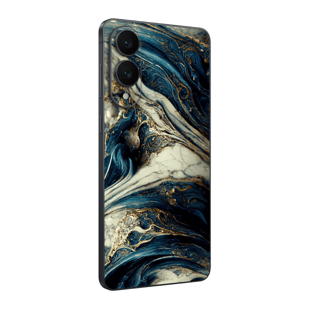 Samsung Galaxy S25 EDGE Printed Custom SIGNATURE Agate Geode Naia Ocean Blue Stone Skin Wrap Sticker Decal Cover Protector by QSKINZ | qskinz.com
