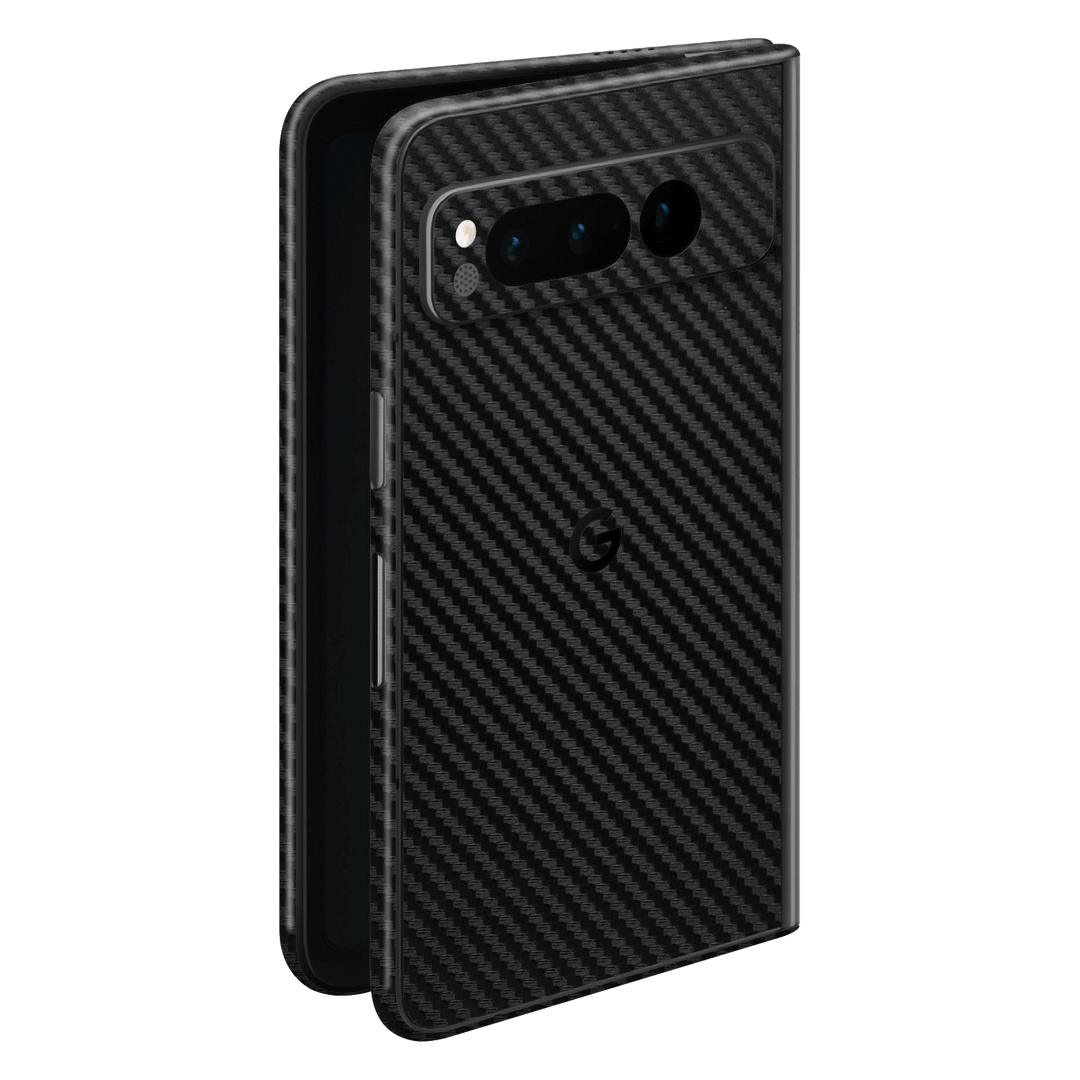 Google Pixel FOLD (2023) Black 3D Textured Carbon Fibre Fiber Skin Wrap Sticker Decal Cover Protector by EasySkinz | EasySkinz.com