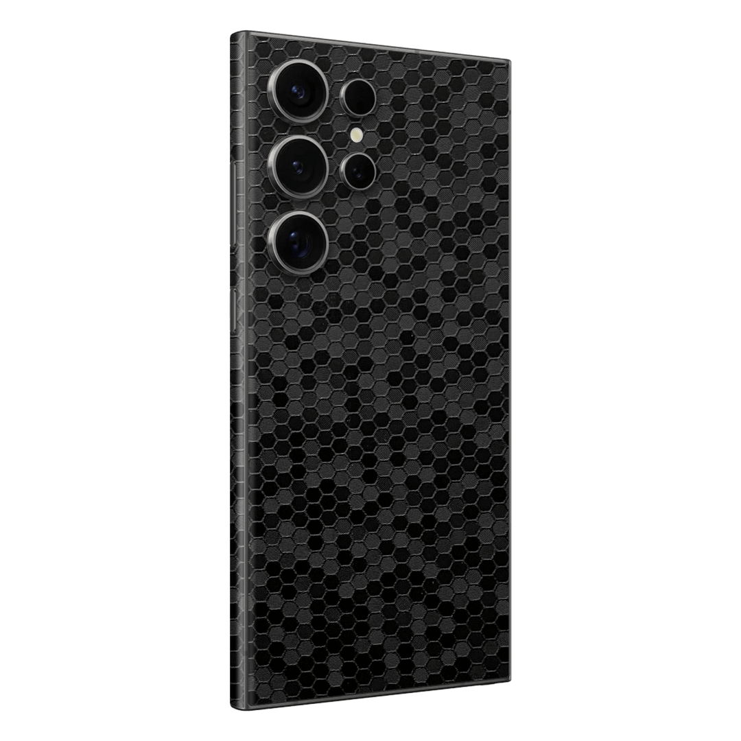 Samsung Galaxy S24 ULTRA Luxuria Black Honeycomb 3D Textured Skin Wrap Sticker Decal Cover Protector by EasySkinz | EasySkinz.com
