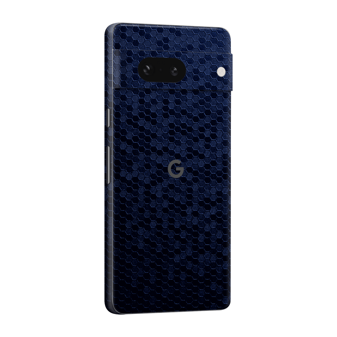 Google Pixel 7a (2023) Luxuria Navy Blue Honeycomb 3D Textured Skin Wrap Sticker Decal Cover Protector by EasySkinz | EasySkinz.com