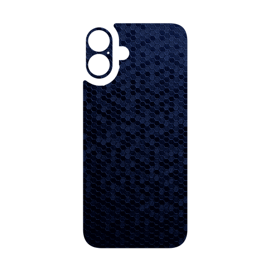 iPhone 16 Qcaze - LUXURIA Navy Blue HONEYCOMB 3D TEXTURED (Case + Skin Kit)