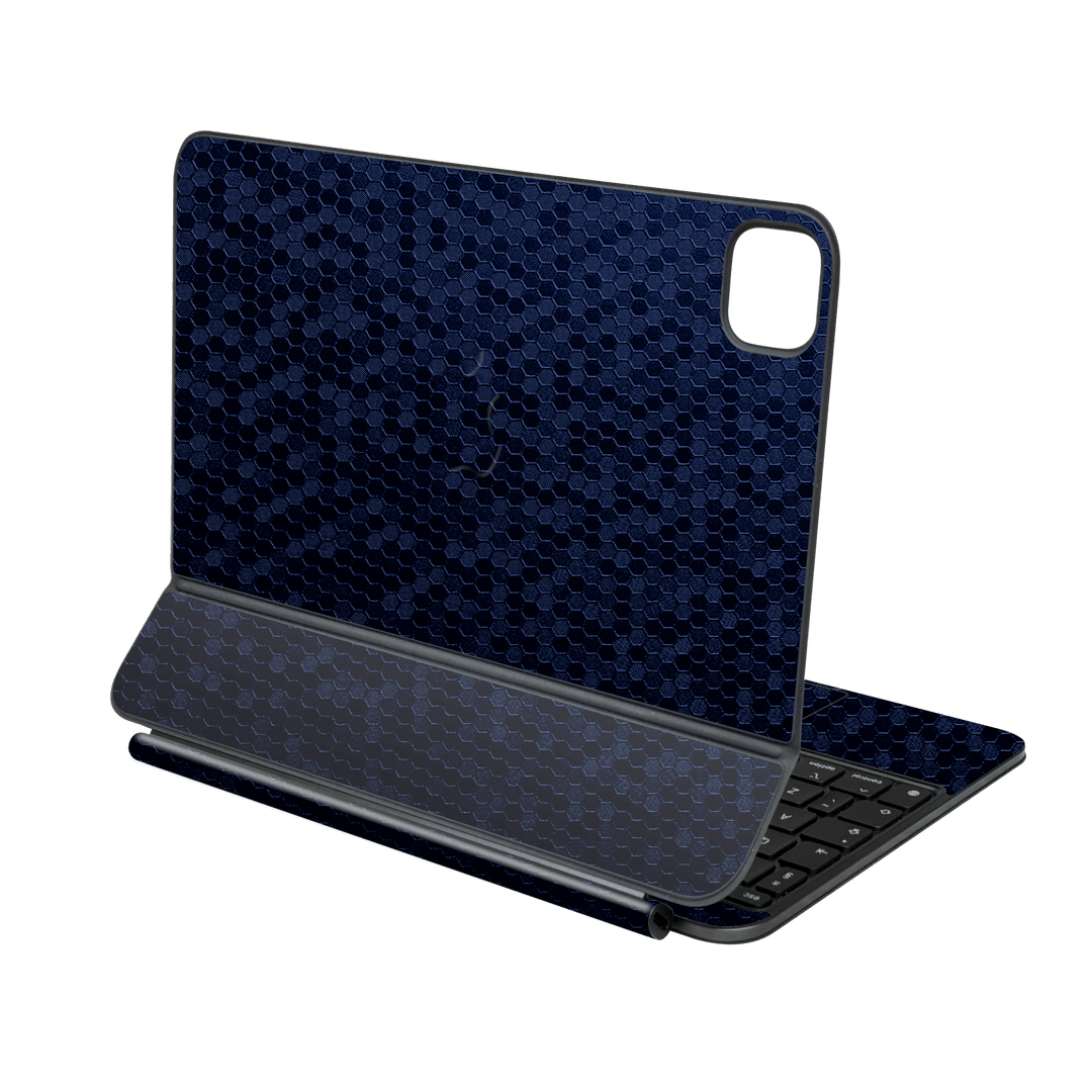 Magic Keyboard for iPad PRO 11” (M4, 2024) Luxuria Navy Blue Honeycomb 3D Textured Skin Wrap Sticker Decal Cover Protector by QSKINZ | qskinz.com