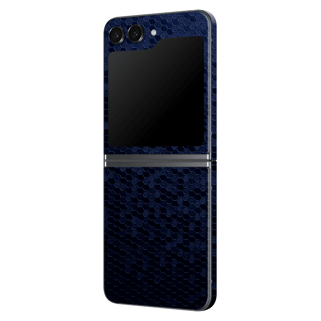 Samsung Galaxy Z Flip 5 (2023) Luxuria Navy Blue Honeycomb 3D Textured Skin Wrap Sticker Decal Cover Protector by EasySkinz | EasySkinz.com