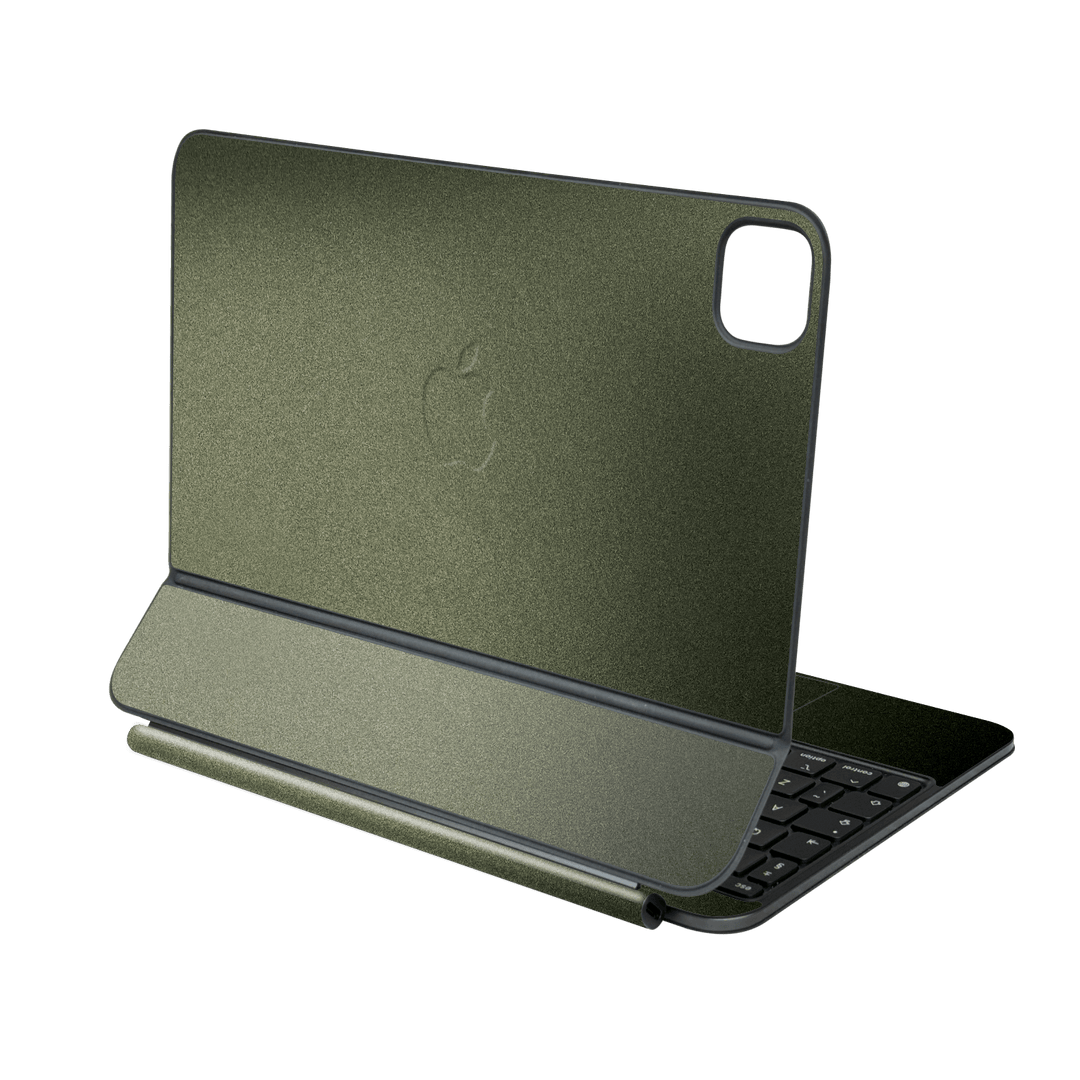 Magic Keyboard for iPad PRO 11” (M4, 2024) Military Green Metallic Skin Wrap Sticker Decal Cover Protector by QSKINZ | qskinz.com