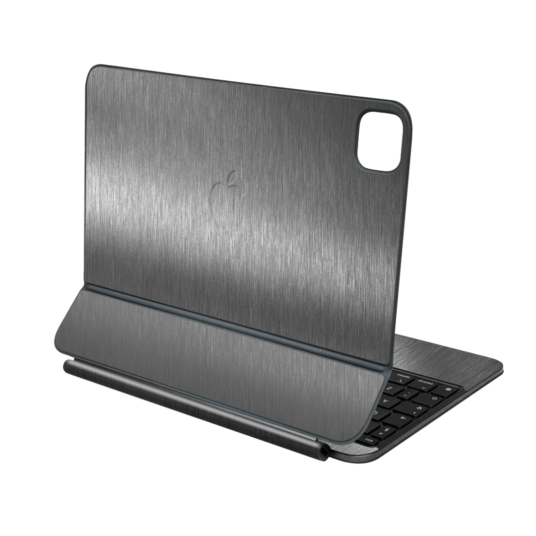 Magic Keyboard for iPad PRO 11” (M4, 2024) Brushed Metal Titanium Metallic Skin Wrap Sticker Decal Cover Protector by QSKINZ | qskinz.com