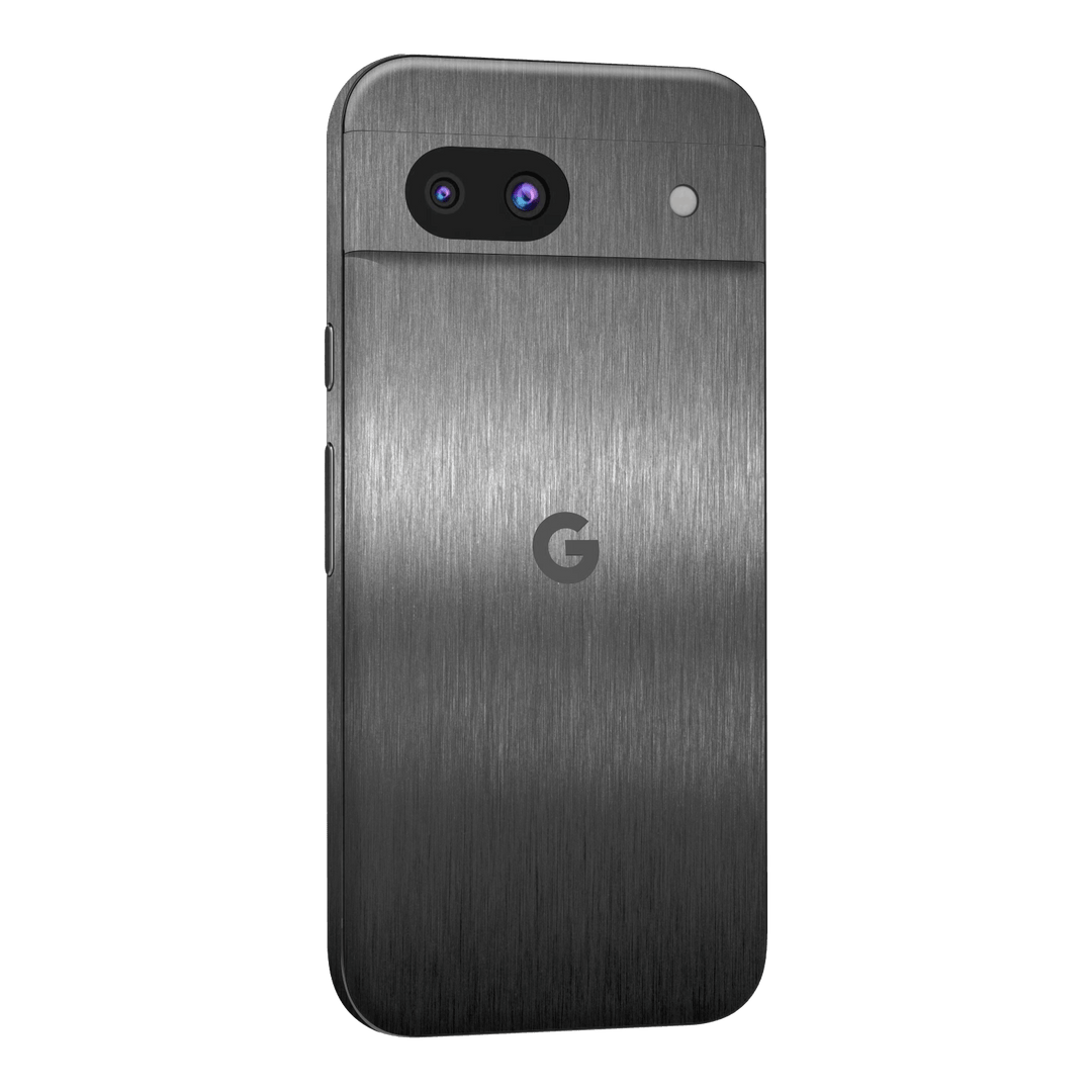 Google Pixel 8a Brushed Metal Titanium Metallic Skin Wrap Sticker Decal Cover Protector by QSKINZ | qskinz.com