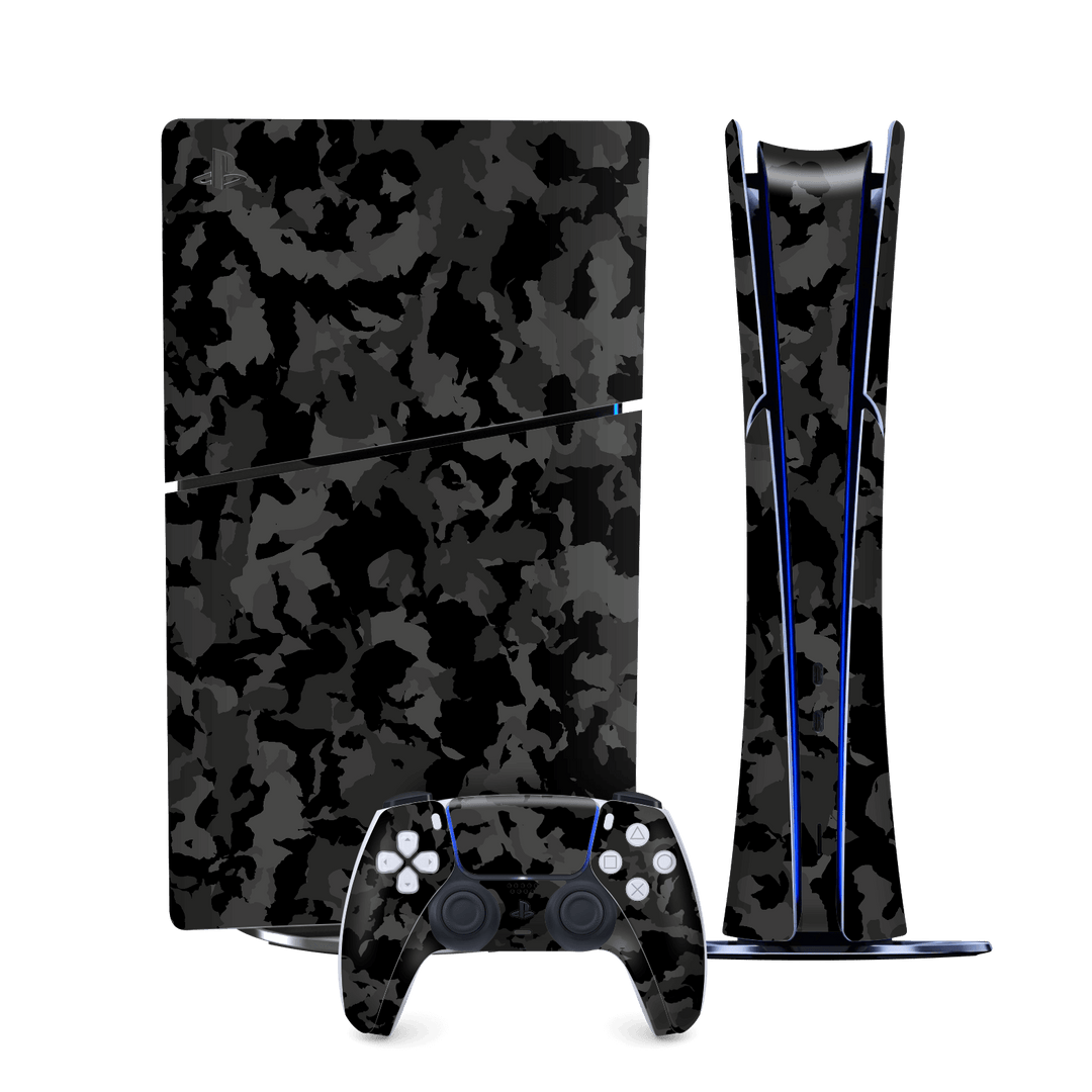 PS5 SLIM DIGITAL EDITION (PlayStation 5 SLIM) Print Printed Custom SIGNATURE Camouflage Camo DARK SLATE Skin Wrap Sticker Decal Cover Protector by QSKINZ | qskinz.com