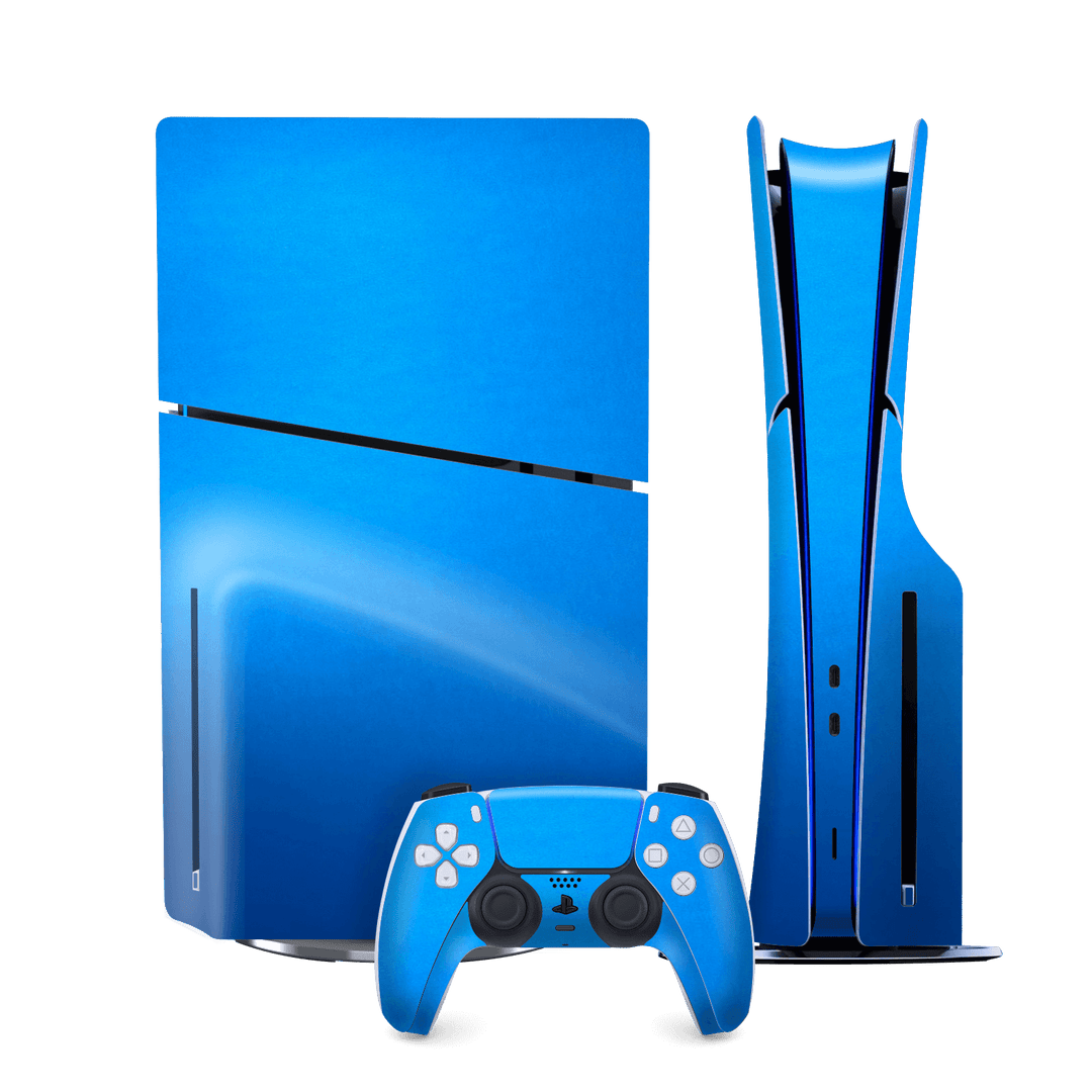 PS5 SLIM DISC EDITION (PlayStation 5 SLIM) Satin Blue Metallic Matt Matte Skin Wrap Sticker Decal Cover Protector by QSKINZ | qskinz.com