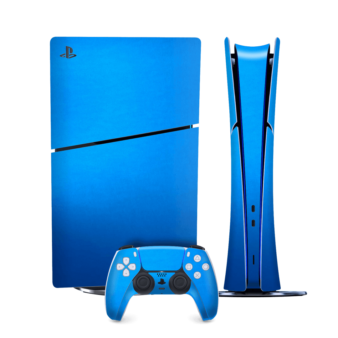 PS5 SLIM DIGITAL EDITION (PlayStation 5 SLIM) Satin Blue Metallic Matt Matte Skin Wrap Sticker Decal Cover Protector by QSKINZ | qskinz.com